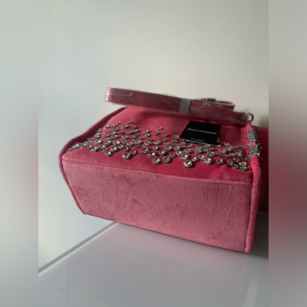 Juicy couture uk Pink rhinestone velour Tote bag with pouch - Picture 13 of 13